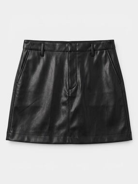 GAP Vegan Leather Zip Front Mini Skirt Black Size 8 (NWT)